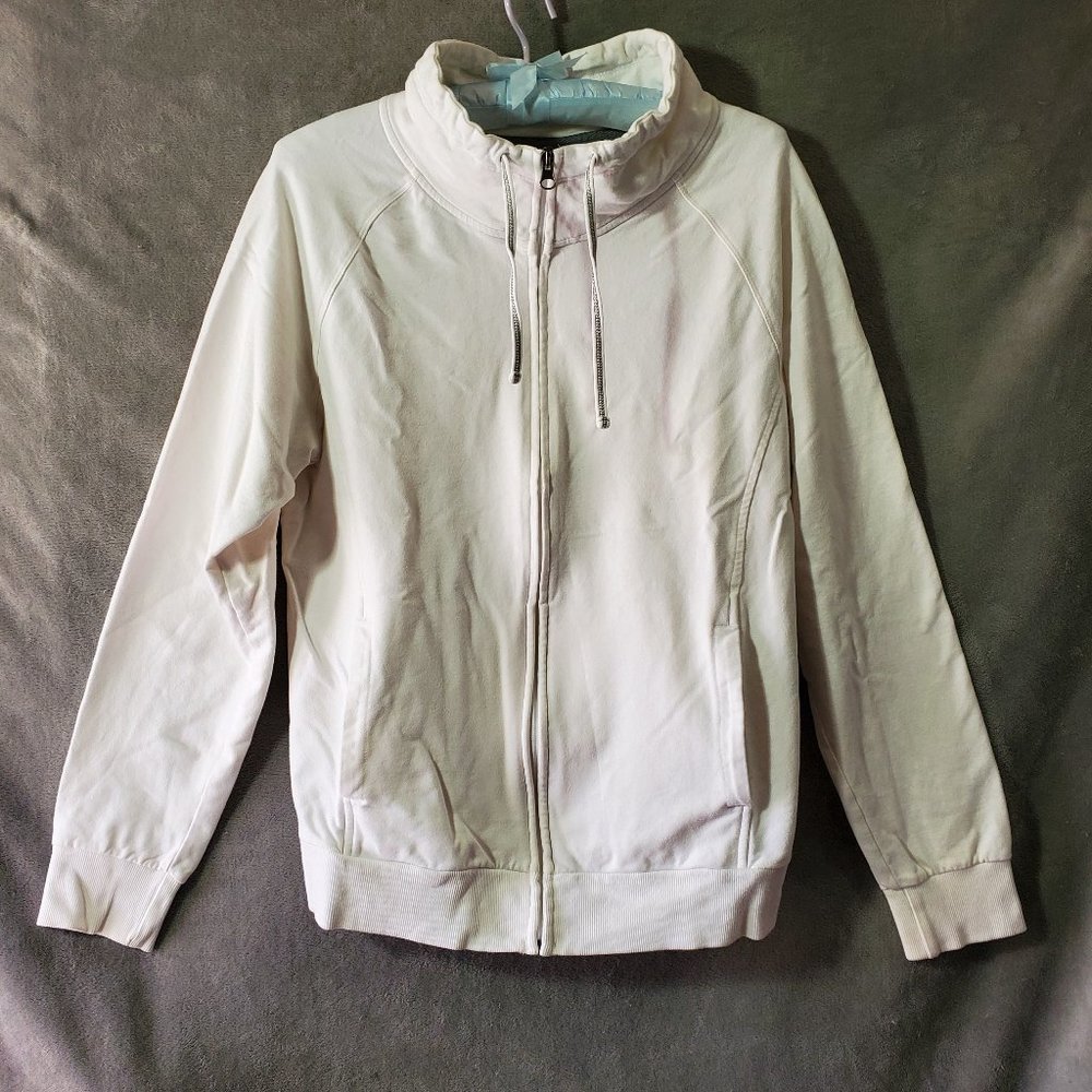 Champion Drawstring Turtle Neck Long Sleeve Cotton Blend Jacket White Si…